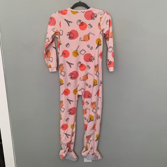 Carters Girls Pink Paris Eiffel Tower Fleece Footed Pajamas One Piece Size 10 - Picture 4 of 5